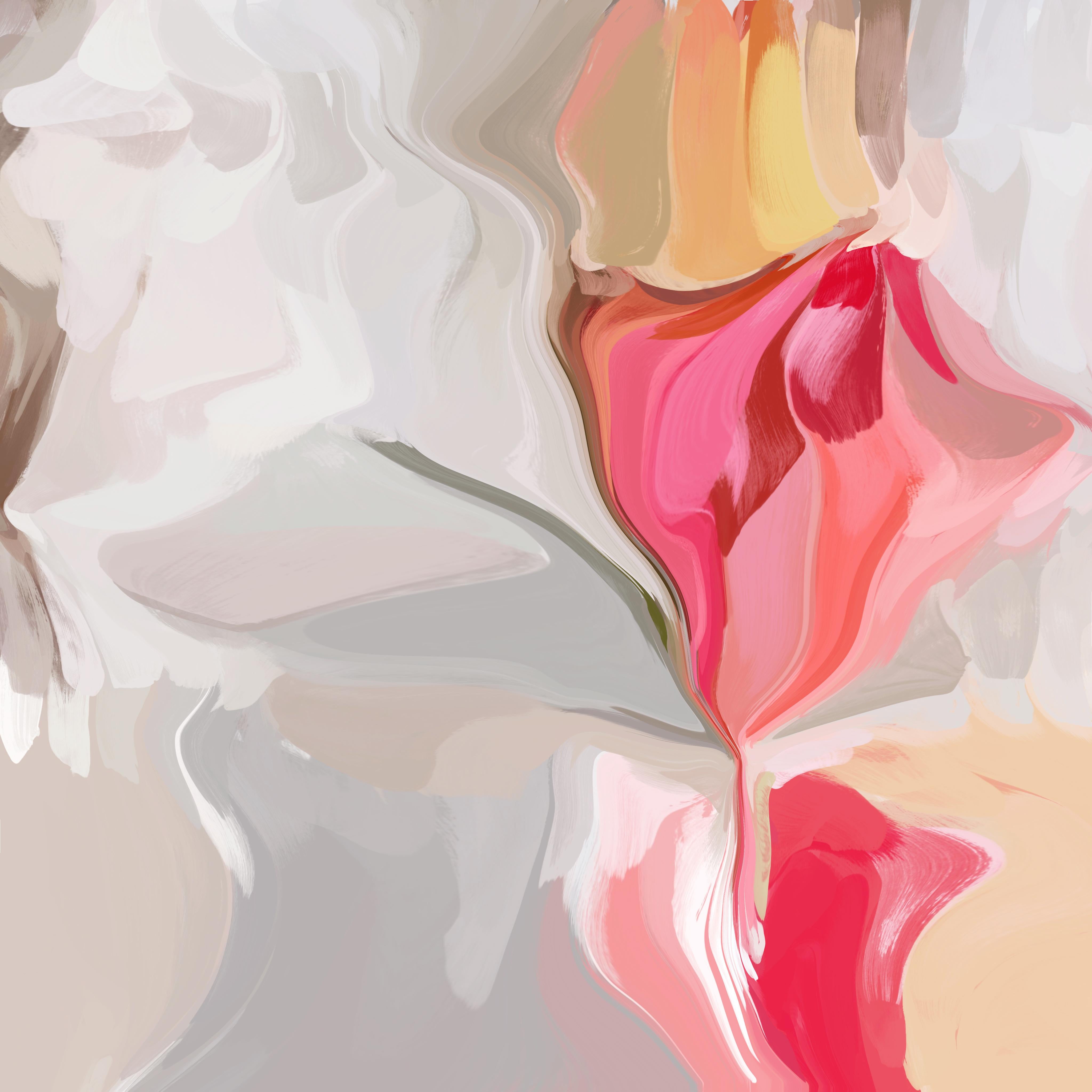 Rojo Gris Abstracto No.6, Arte Contemporáneo Técnica Mixta sobre Lienzo 45x45