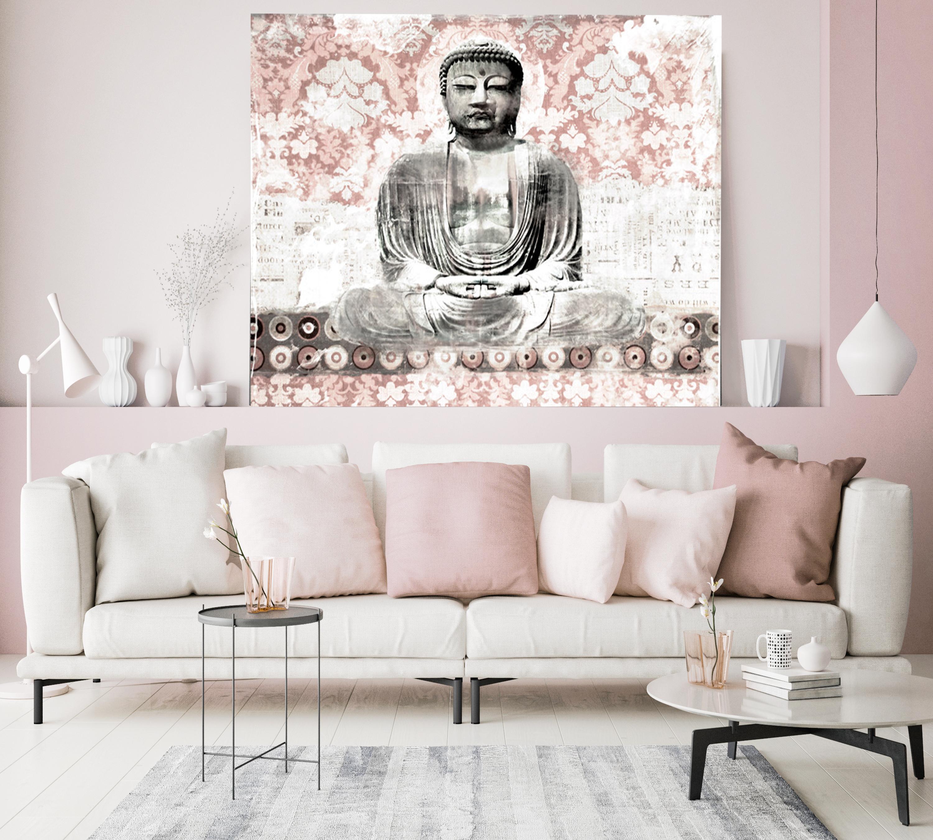 Rustic Buddha Mixed Media Painting on Canvas H 54 X W 65 - Mixed Media Art by Irena Orlov