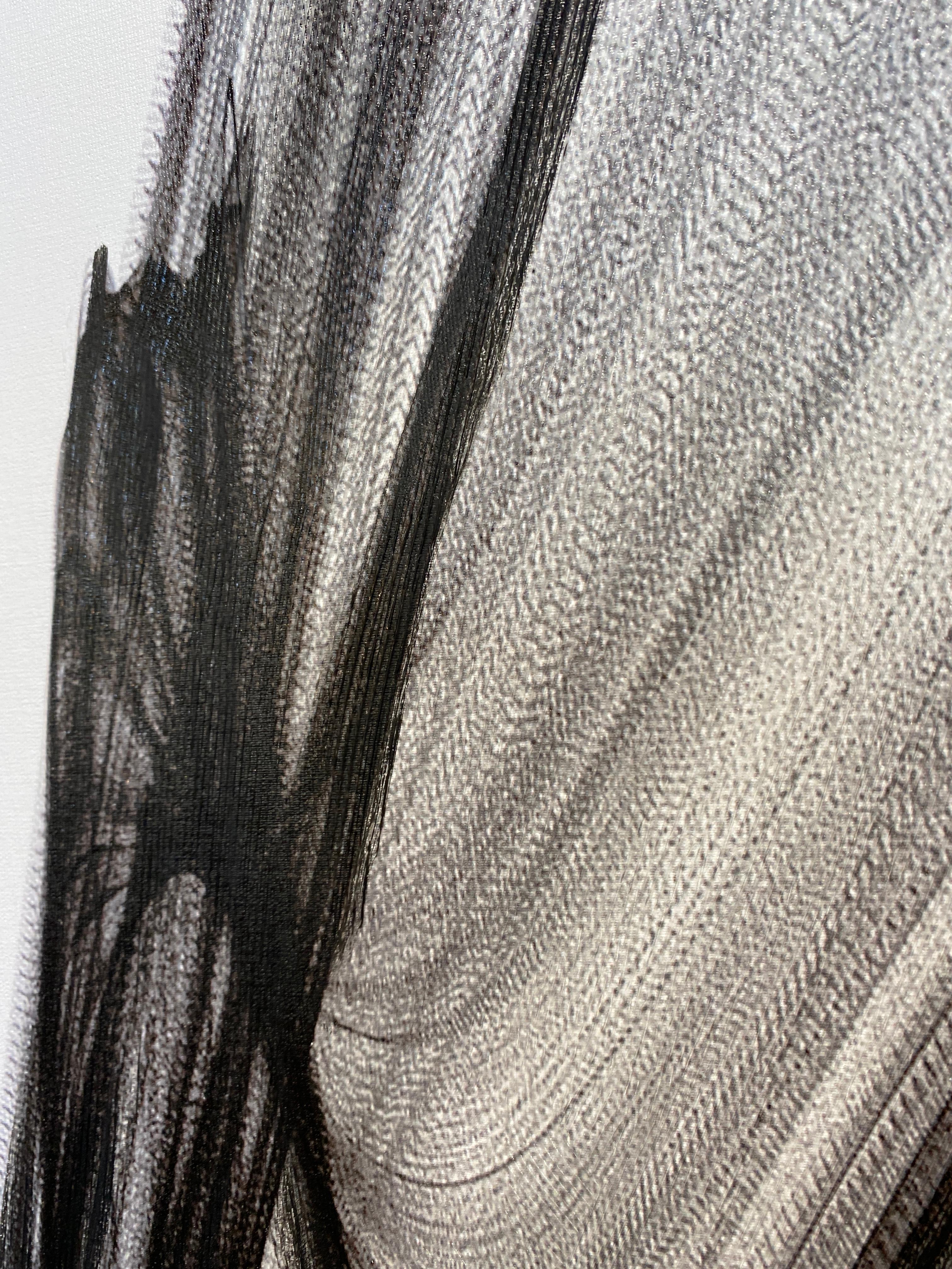 Minimalistisches Schwarz-Weiß-Gemälde in Schwarz-Weiß auf Leinwand 60x45