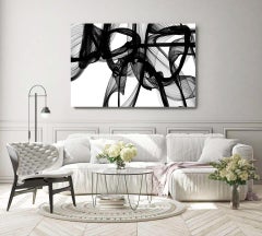 Black White Minimalist New Media Painting on Canvas 60x45" The Invisible World