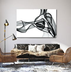 Black White Minimalist New Media Painting on Canvas 60x45" Step Outside