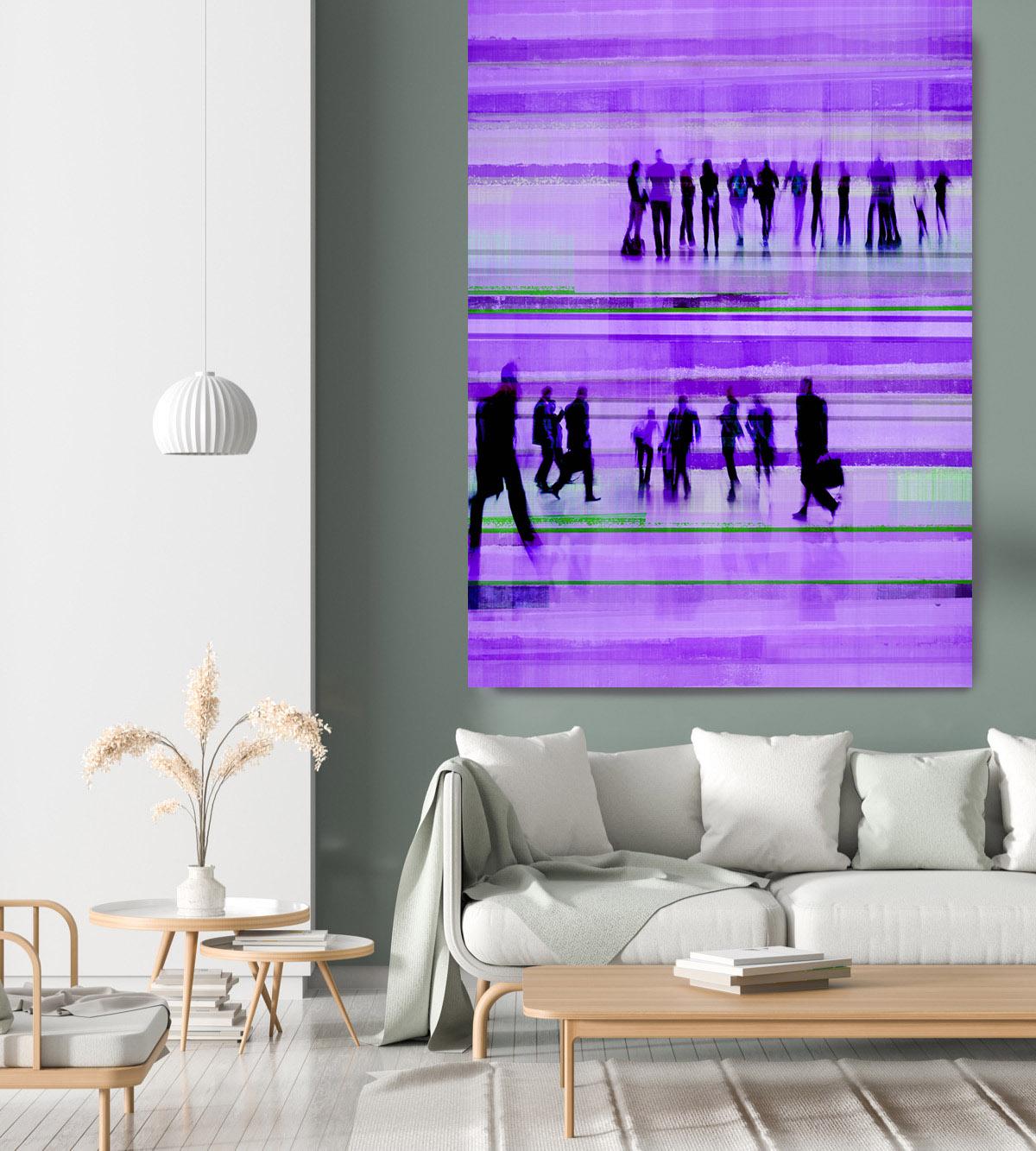 Office Art Purple Painting Mixed Media on Canvas 40x65" Going To Work 3-2
