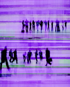 Büro-Kunst Lila Gemälde Mixed Media auf Leinwand 40x65" Going To Work 3-2