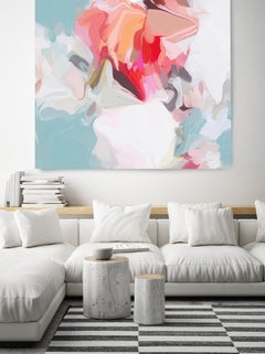 Blu Rosso Pittura mista su tela 45x45" Il segreto più profondo 2