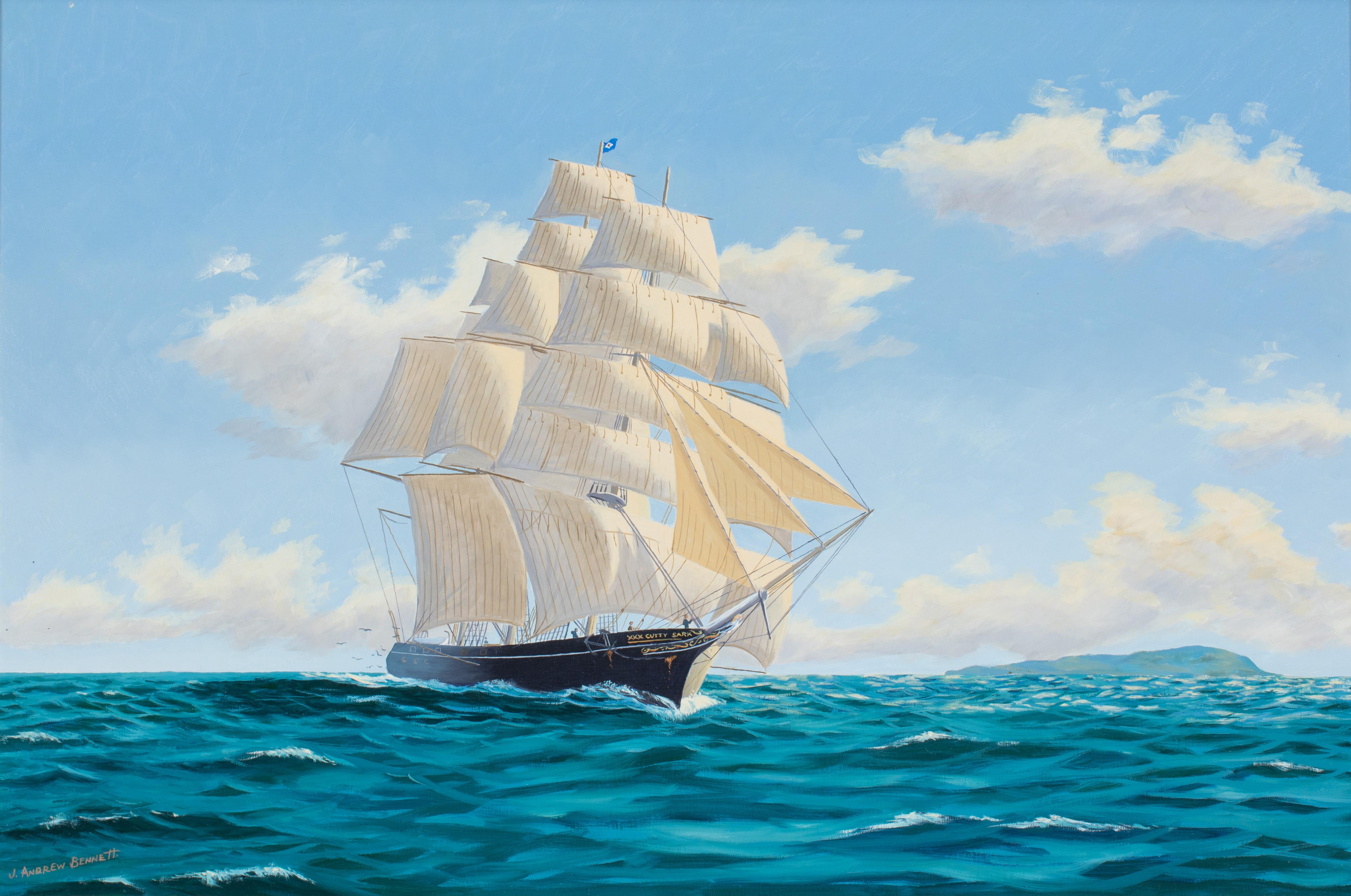 The Cutty Sark off Portland Bill - Painting by J. Andrew Bennett