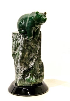 Used Original multi-gem sculpture by Lyle Sopel  CLIMBING BEAR
