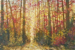 Original acrylic painting by Bev Rodin  FOREST LIGHT SERIES - CHERRY & GOLD