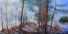 Original acrylic painting by Bev Rodin  FOREST LIGHT SERIES - GRANITE POINT