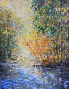 Original acrylic painting by Bev Rodin FOREST LIGHT SERIES - STILL MAD ABOUT YOU