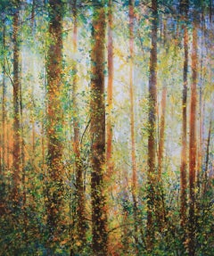 Original acrylic painting by Bev Rodin FLS - HOT AUGUST AT THE CABIN