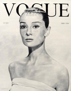 Original oil painting by Robert Lemay  AUDREY HEPBURN, VOGUE, FEBRUARY 1959