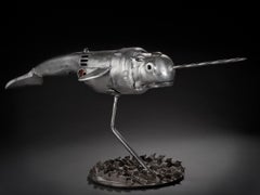 Original recycled steel sculpture by Peter McFarlane  NARWHAL