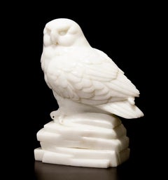 Original Chinese white jade sculpture by Ken Q Li  OWL 