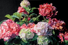 Original oil painting by Robert Lemay TEN HYDRANGEAS