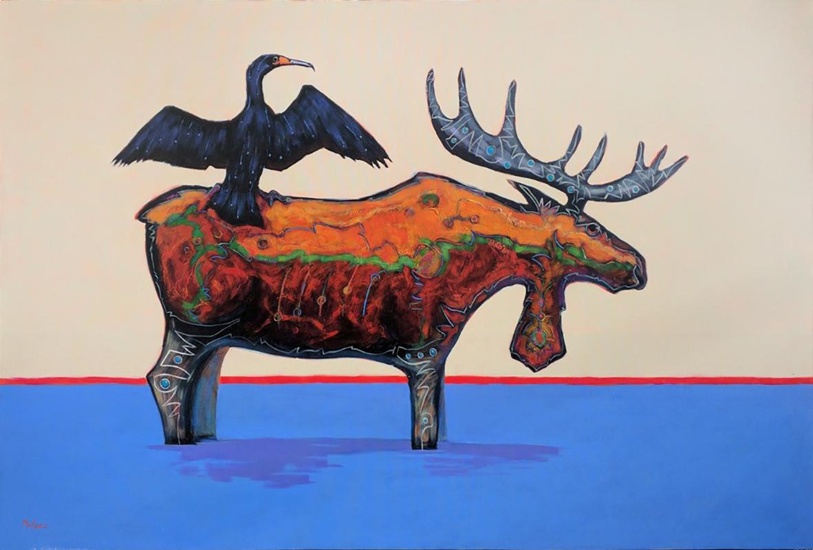 Terry Mccue Animal Painting - Original acrylic painting by Terry McCue titled  PERCHED