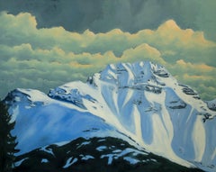 Original oil & spray paint on canvas by Michael Cameron FROM BANFF TO CANMORE