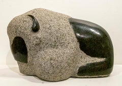 Used Original granite sculpture by Stewart Steinhauer  RESTING BULL BISON SERIES