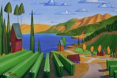 Original oil on canvas painting by Glenn Payan  VINEYARD BY THE LAKE