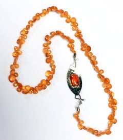 Mandarin Orange garnet necklace & Spessartite Garnet cabochon clasp by Susan Kun