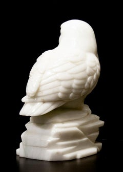 Original Chinese white jade sculpture by Ken Q Li OWL