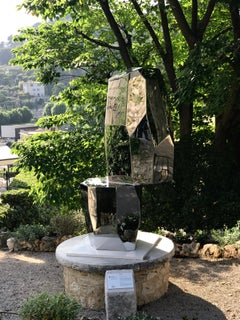 RockStoneShift 235, Mirror Polished Stainless Steel, Outdoor sculpture