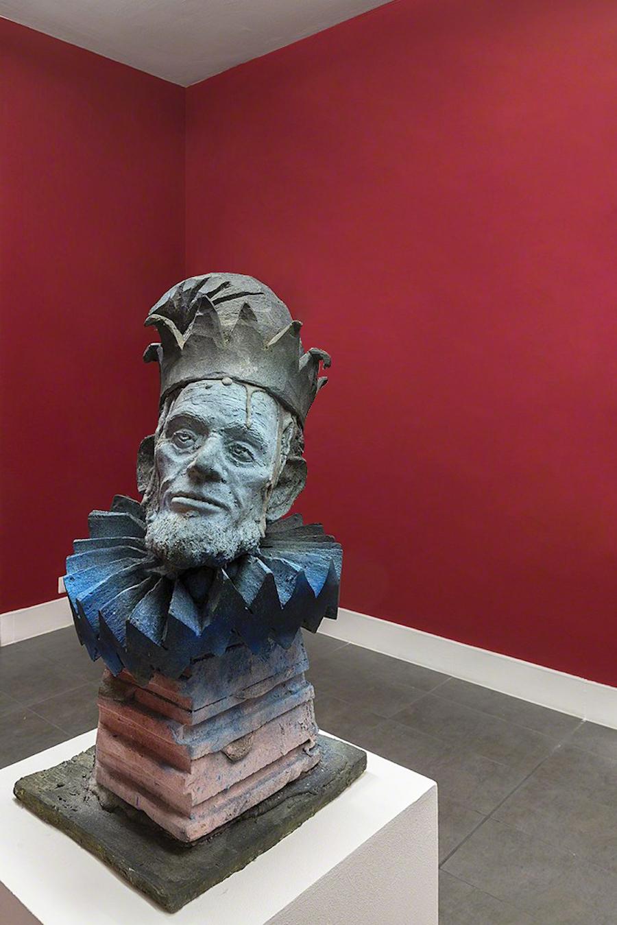 Folkert de Jong Figurative Sculpture - Head of a Saltimbanque, Patinated Bronze Sculpture