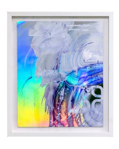 Untitled (White and Purple), small, abstract, metallic, iridescent, psychedelic