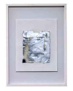 Untitled (Silver), grey, silver, black, metallic, paper, small, abstract, chic