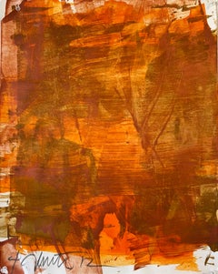 Small, paper, work, Orange, Red, Abstract, Brushstrokes