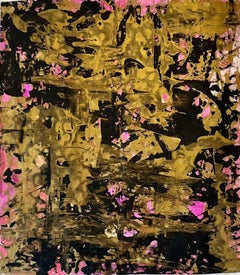 Large, Works on paper, Pink, Gold, Bronze, Black, Watercolor