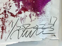 Untitled, Large, Abstract, Red, Watercolor, Glitter