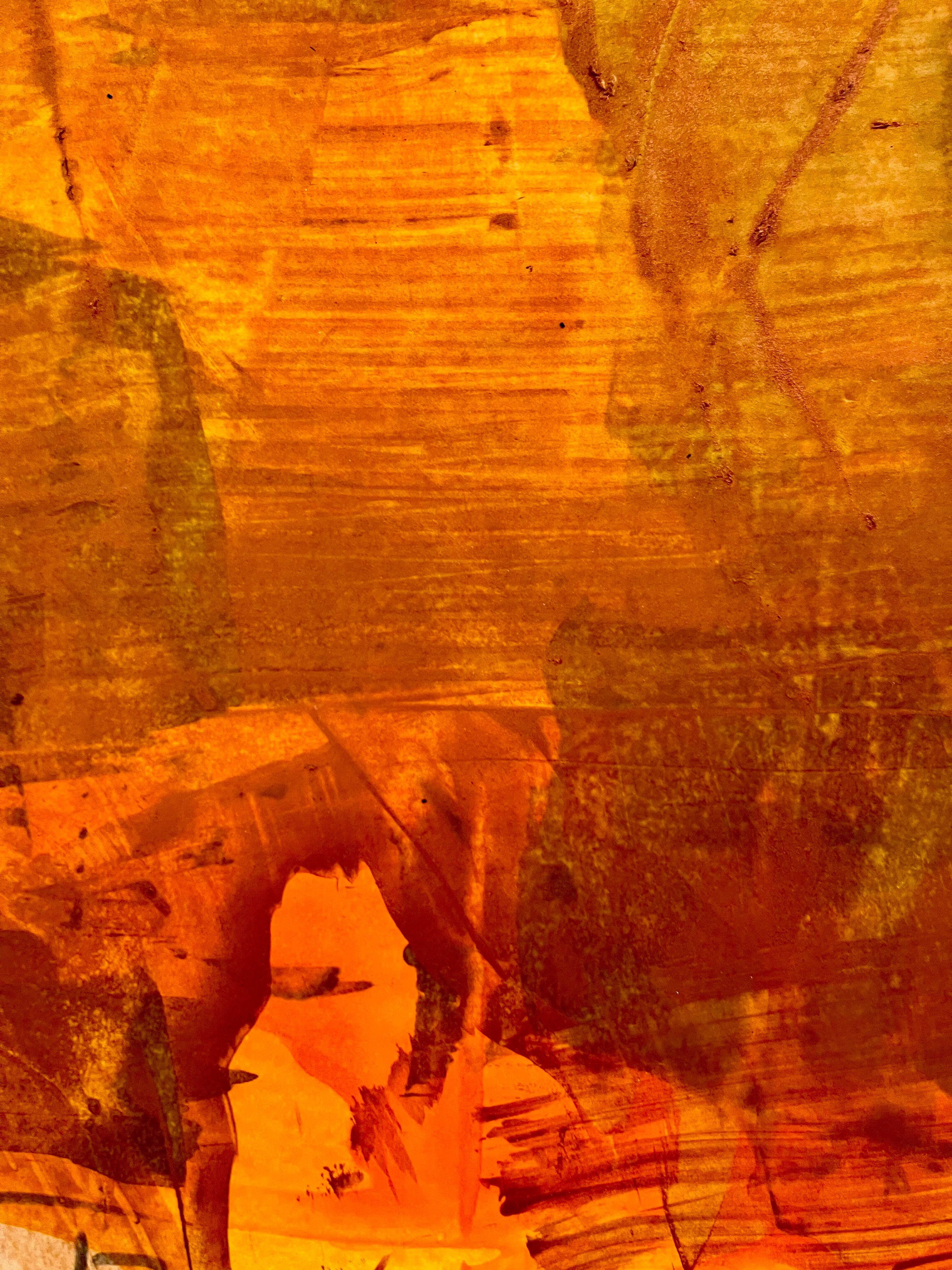 Ohne Titel, groß, Arbeiten auf Papier, Aquarell, Orange – Art von Ronald Rupert Santos
