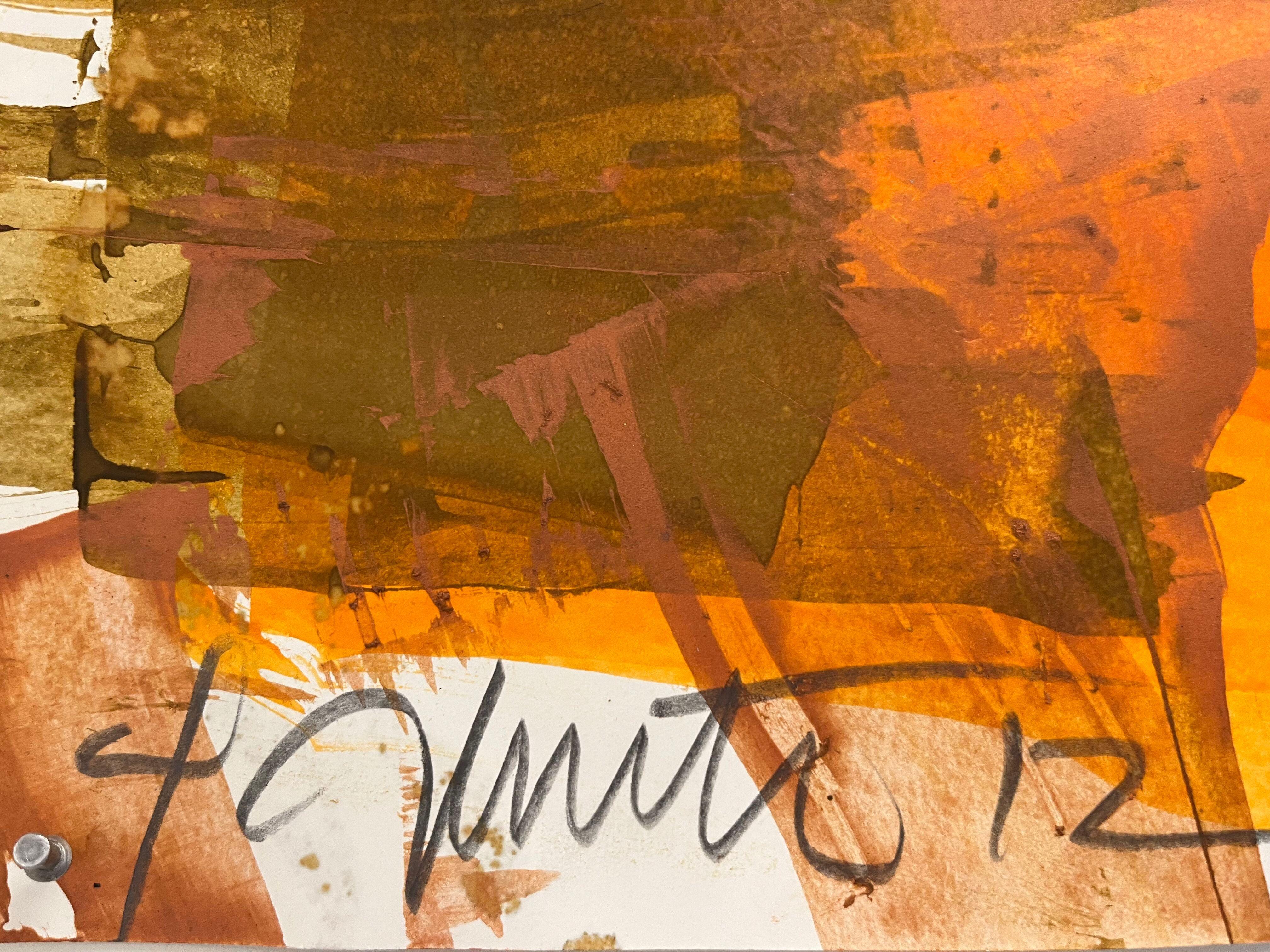 Ohne Titel, groß, Arbeiten auf Papier, Aquarell, Orange (Zeitgenössisch), Art, von Ronald Rupert Santos