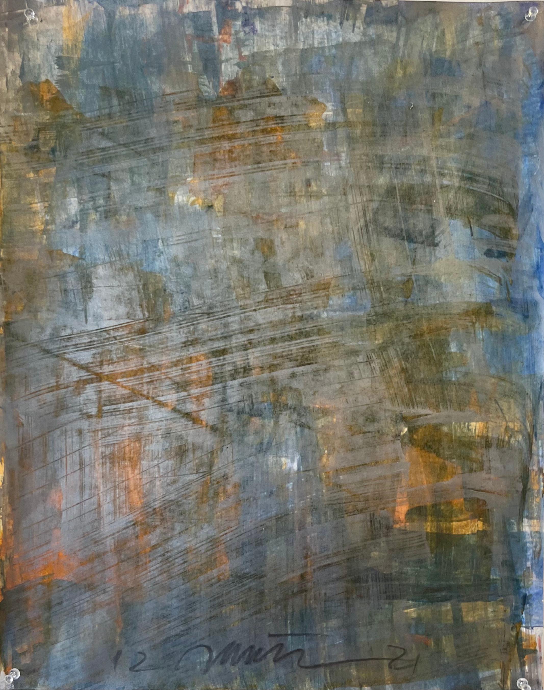Small, Watercolor, Blue, Dark Wash, Abstract - Art by Ronald Rupert Santos