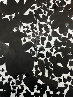 Large, Flowers, Sumi Ink, Black, White, Paper