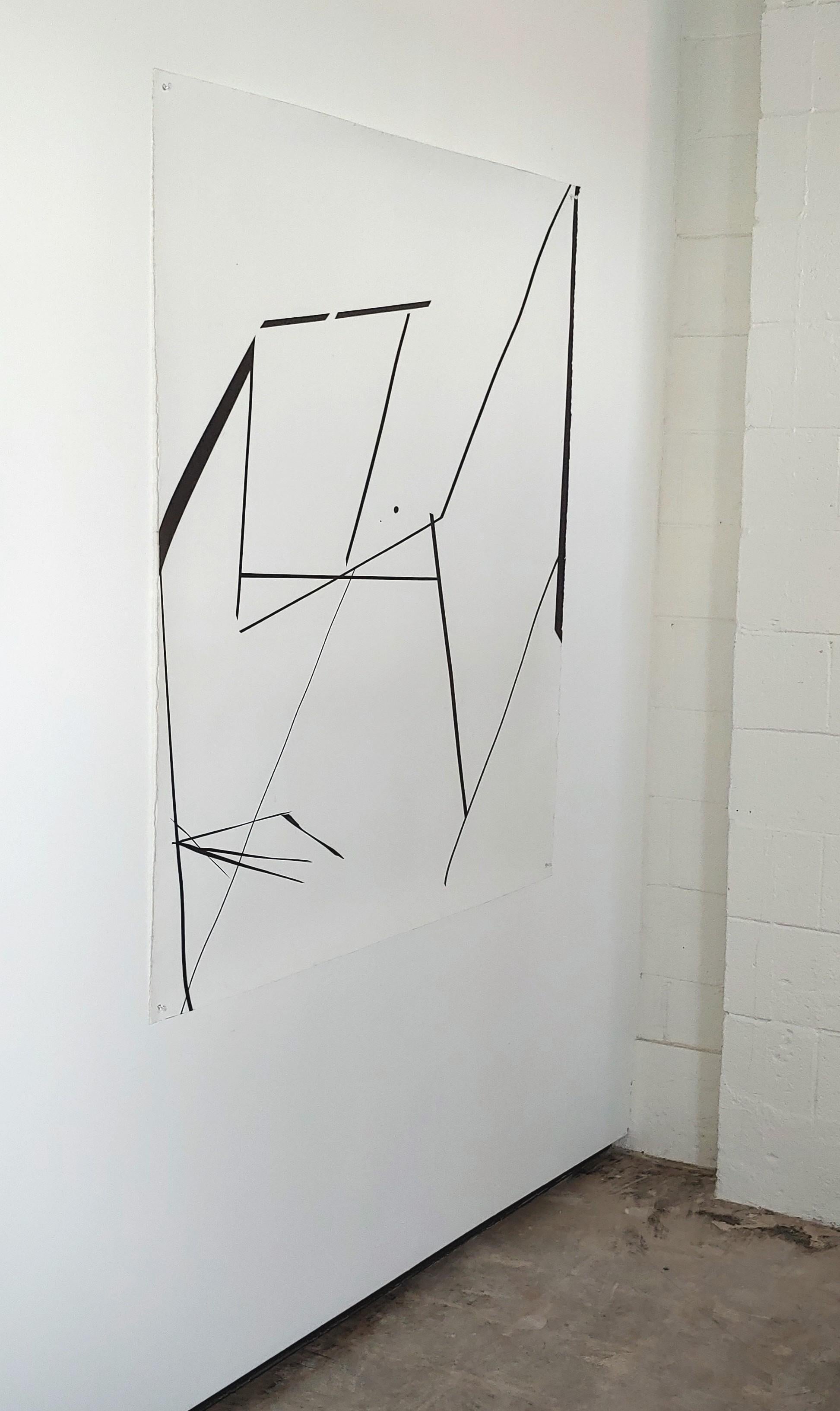 Geometrische, abstrakte, monochrome, schwarz-weiße, lineare, Tusche auf Papier Zeichnung (Abstrakt), Art, von Ronald Rupert Santos
