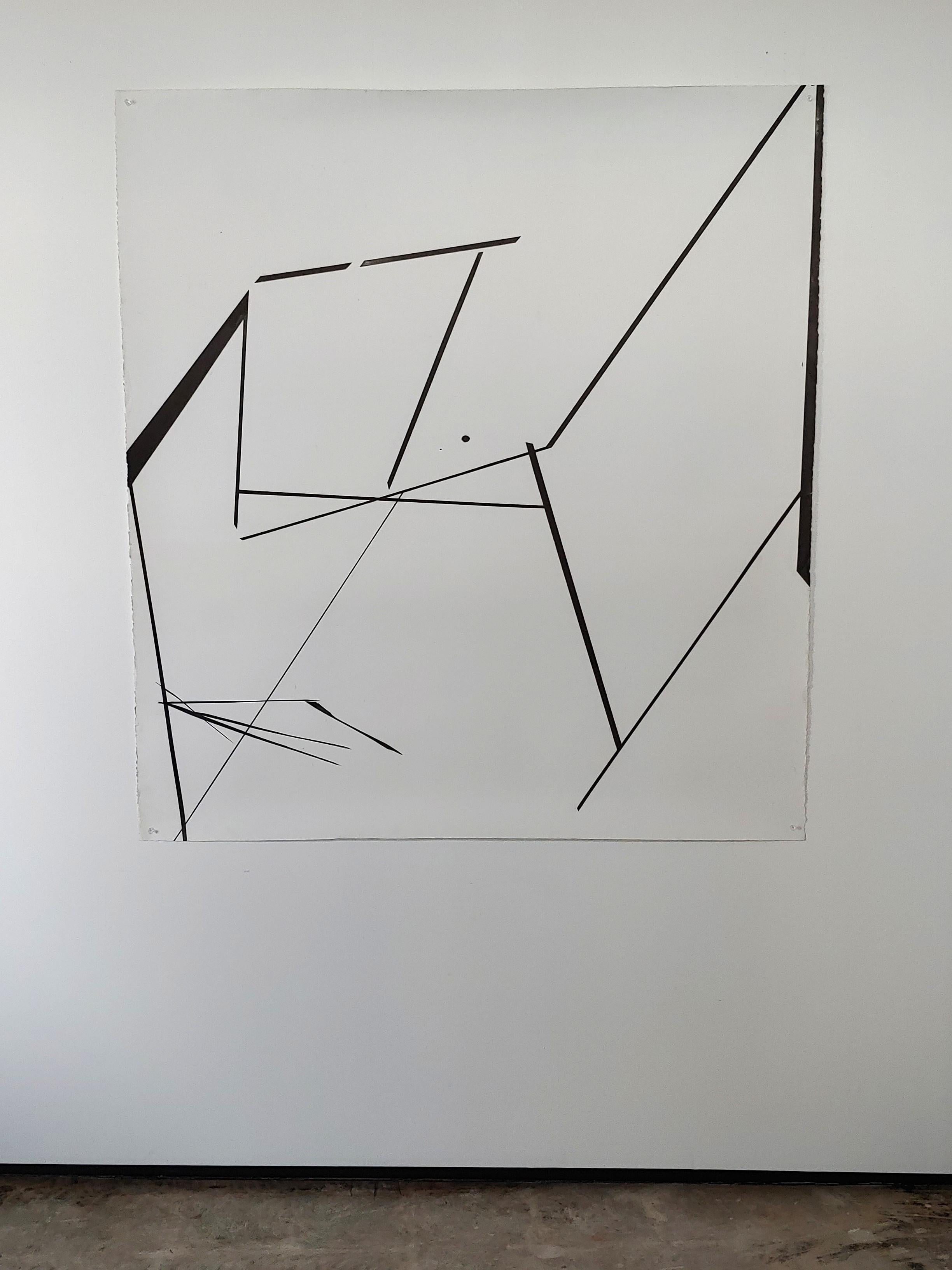 Geometrische, abstrakte, monochrome, schwarz-weiße, lineare, Tusche auf Papier Zeichnung – Art von Ronald Rupert Santos