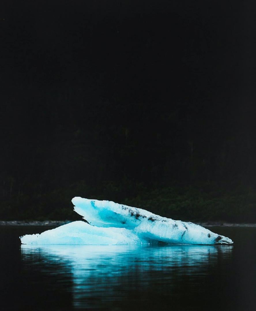Iceburg, Photography, Land, Ocean, Black, Image, Triptych, Water, Blue - Print by Keegan Gibbs