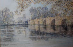 Charles Jouas - Charles Jouas (1866-1942) The Old Bridge And The Collegiate Of Mantes, Pastel Charles Jouas (1866-1942) The Old Bridge And The Collegiate Of Mantes, Pastel