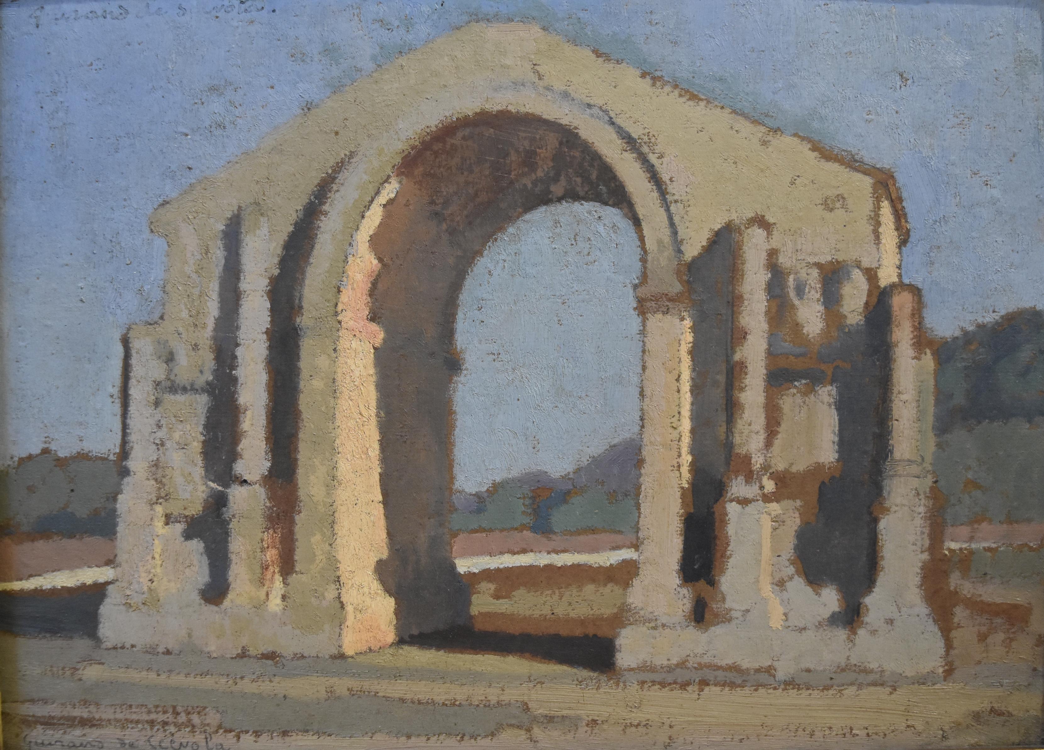 L.V. Guirand de Scevola (1871-1950), Triumphal Arch at Glanum  , Oil on panel