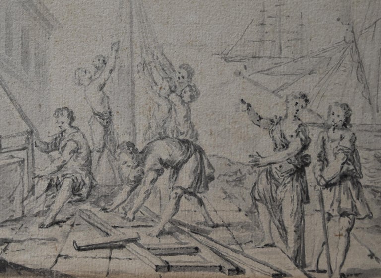 French School Of The 18th century, An Ancient Shipyard, Drawing - Old Masters Art by Unknown