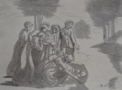 Neo Classical School, The Founding of Moses, ink on paper, original drawing