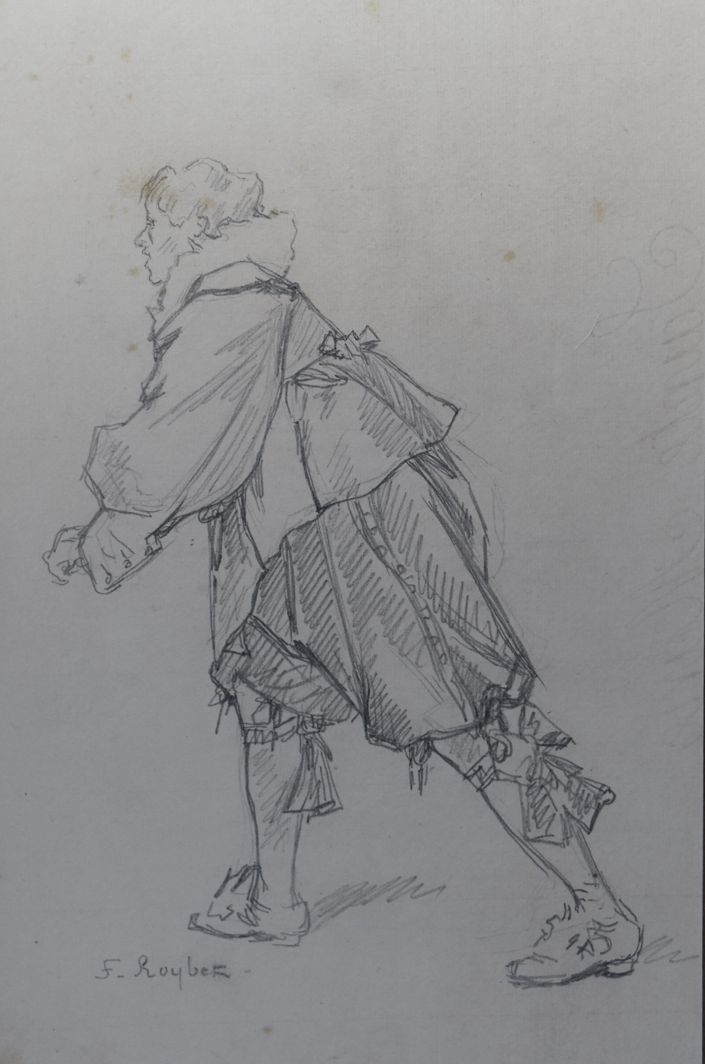 Scuola francese del XIX secolo, Un Muskeeter, disegno originale a matita