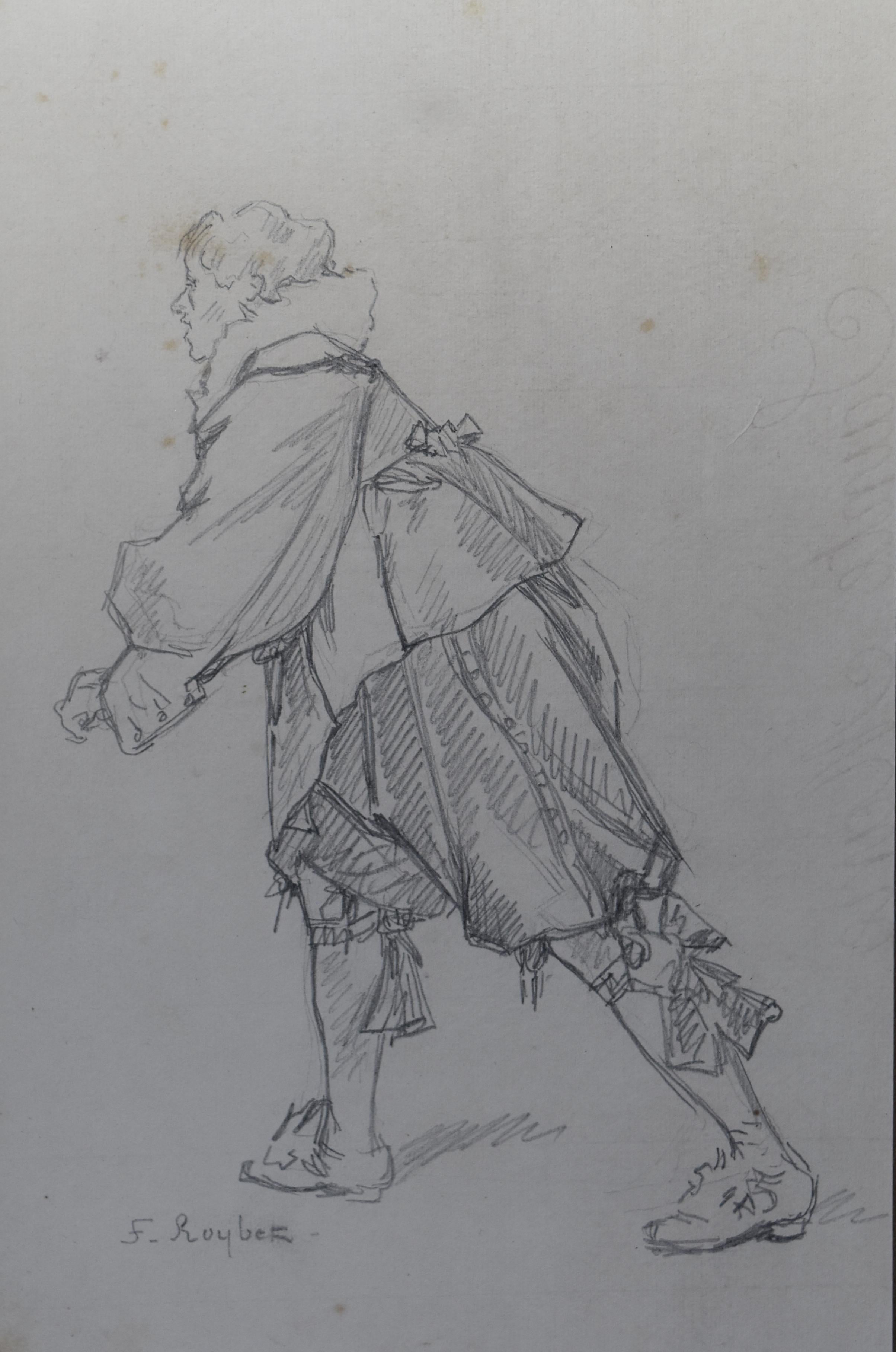 École française du 19ème siècle, A Muskeeter, dessin original au crayon