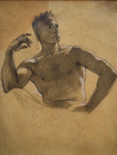 France 19th Century, A young man half length, original drawing
