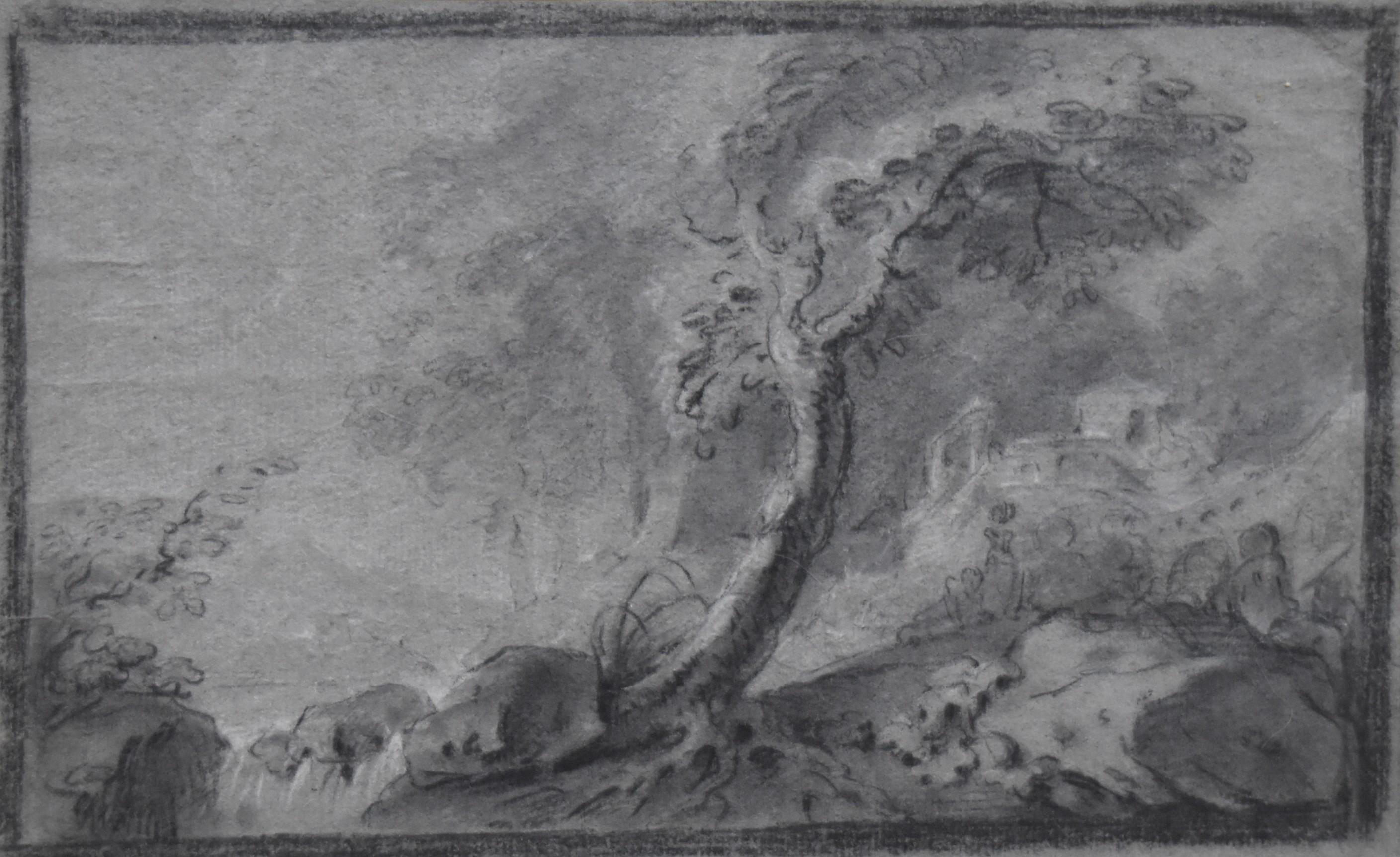France 18th Century, Pastorale (Arcadian Landscape), original drawing