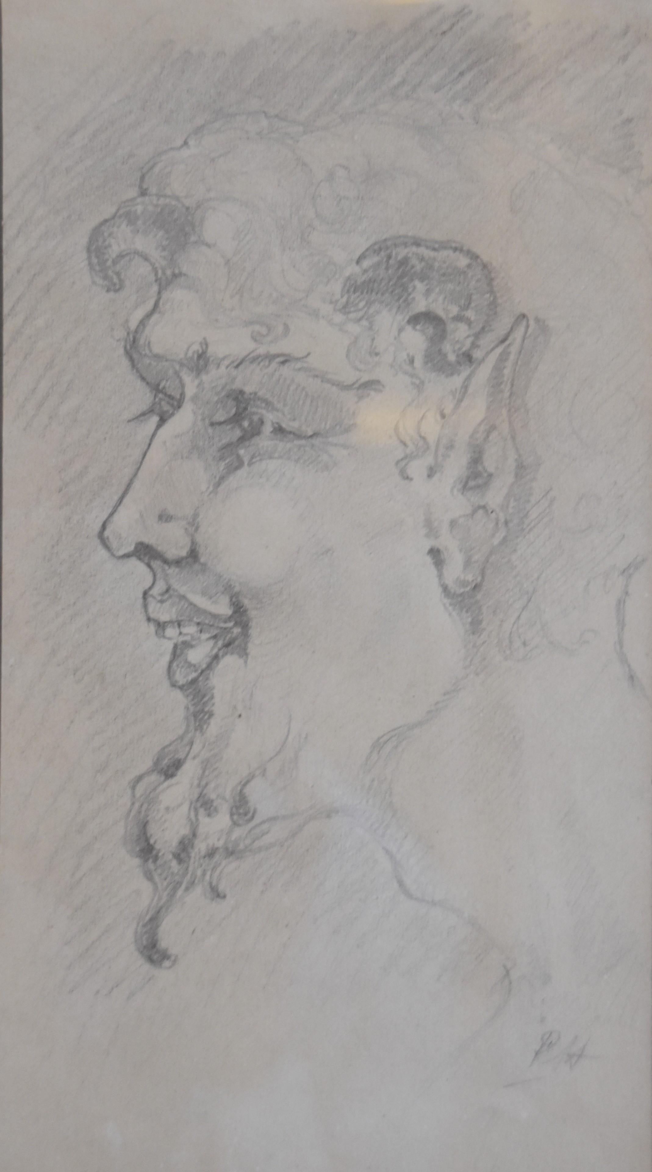 France early 20th century, Head of a faun, original drawing - Art by Unknown