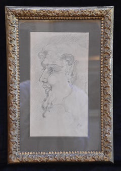 France early 20th century, Head of a faun, original drawing