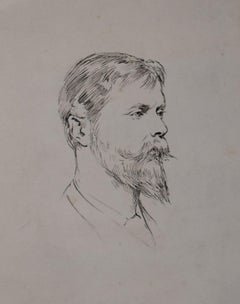 Antique Theodore Blake Wirgman (1848-1925)  Portrait of Ernest Albert Waterlow, drawing