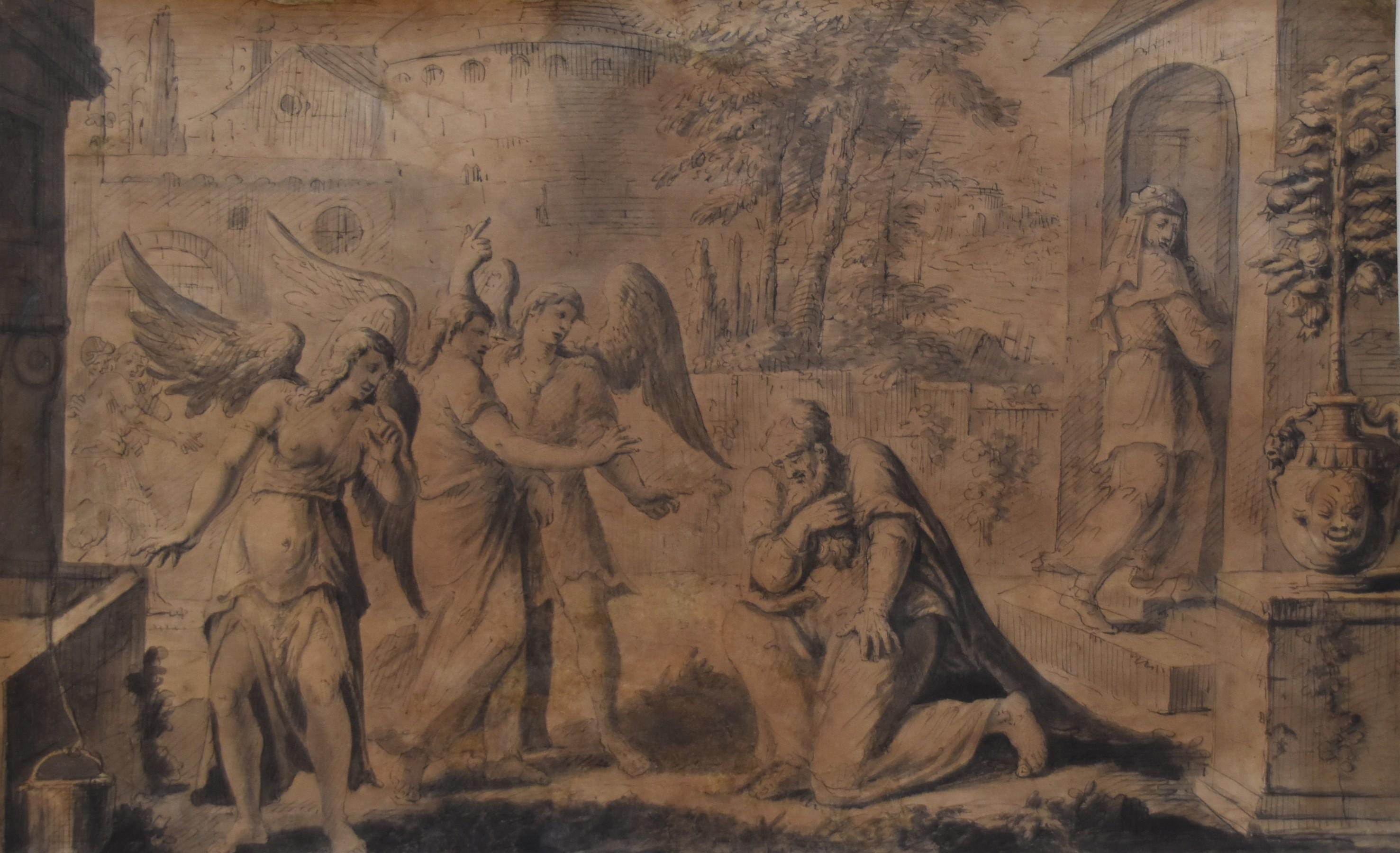 François Boitard (1670-1715) Abraham and the Three Angels, original drawing